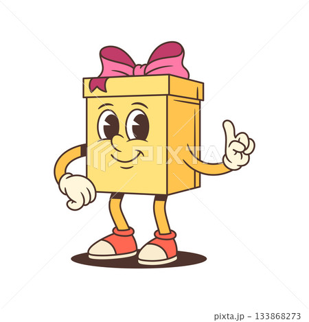 Animated Cartoon Gift Box Character Raising Index Finger Vector Illustration Animated Cartoon Gift Box Character Raising Index Finger Vector Illustration 133868273