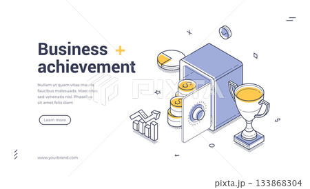 Business Achievement Success Growth And Financial Progress Victory Concept Isometric Web Banner Vector Template Business Achievement Success Growth And Financial Progress Victory Concept Isometric Web Banner Vector Template 133868304