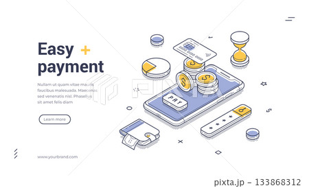 Easy Payment Digital Transaction Mobile App...のイラスト素材 [133868312] - PIXTA