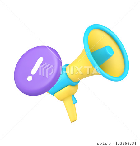 3d Realistic Icon Megaphone And Exclamation Mark For Notification Alert 3d Realistic Icon Megaphone And Exclamation Mark For Notification Alert 133868331