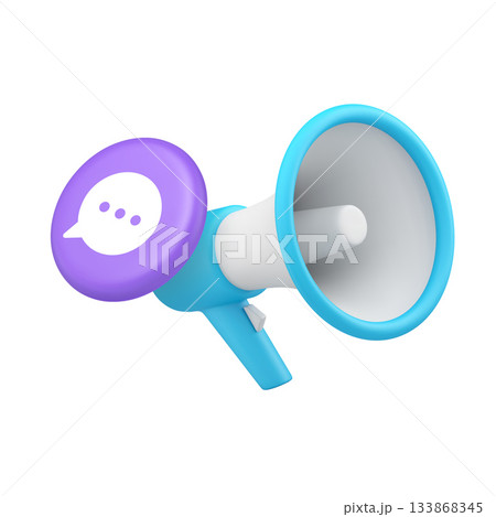 3d Realistic Icon Megaphone With Chat Symbol For Communication And Connection 133868345