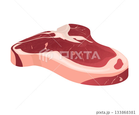 Raw T bone steak beef illustration on white 133868381
