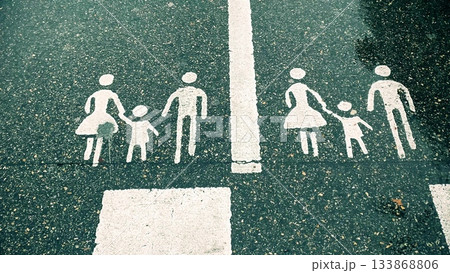 Family parking lot symbol on asphalt 133868806