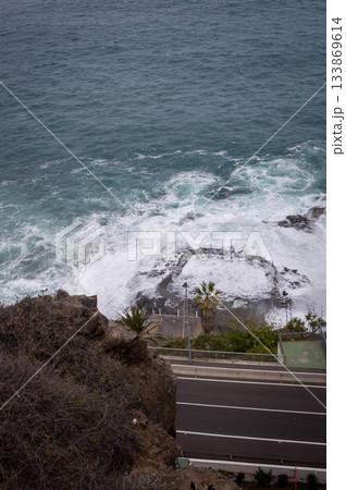 Detail of stairs to the Atlantic ocean, Tenerife, Spain 133869614