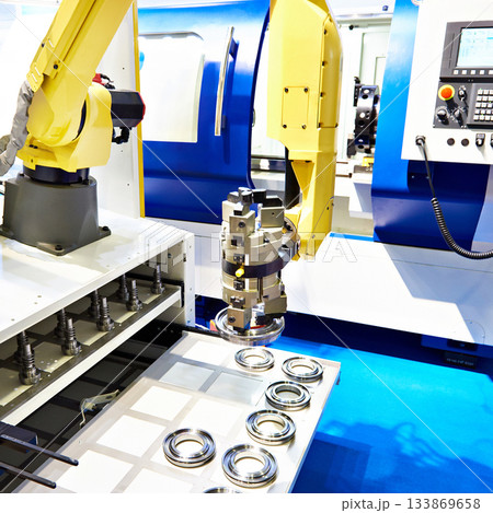 Robotic arm and cnc lathe 133869658