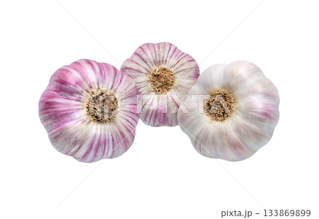 Garlic bulb composition isolated on white Garlic bulb composition isolated on white 133869899