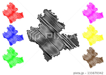 Shimoga district (Karnataka State, Republic of India, Bangalore Division) map vector illustration, scribble sketch Shivamogga map Shimoga district (Karnataka State, Republic of India, Bangalore Division) map vector illustration, scribble sketch Shivamogga map 133870342