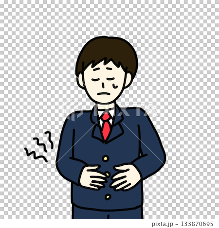 お腹の痛いスーツの男性 133870695