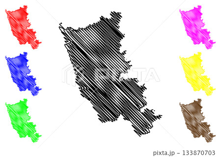 Sindhudurg district (Maharashtra State, Konkan Division, Republic of India) map vector illustration, scribble sketch Sindhudurg map 133870703