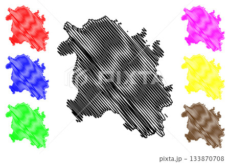 Sirsa district (Haryana State, Republic of India) map vector illustration, scribble sketch Sirsa map 133870708