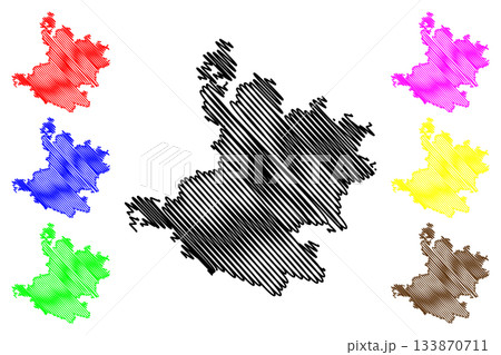 Sivaganga district (Tamil Nadu State, Republic of India) map vector illustration, scribble sketch Sivaganga map 133870711