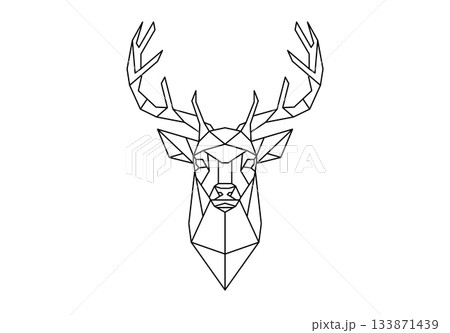 Geometric deer polygon vector head icon. Animal Christmas reindeer line modern origami polygonal 133871439