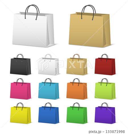 Color Shopping Bag Set. Colorful Paper Shopping Bags Collection, Blank Shopping Bag Icons in Different Colors. 3D Vector Shopping Bags Color Shopping Bag Set. Colorful Paper Shopping Bags Collection, Blank Shopping Bag Icons in Different Colors. 3D Vector Shopping Bags 133871998