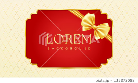 Red Gold Christmas red price tag. Vintage luxury frame 133872088