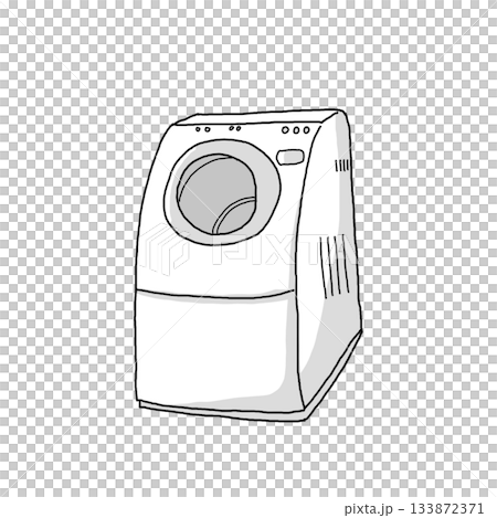 Monochrome illustration of a washing machine 133872371