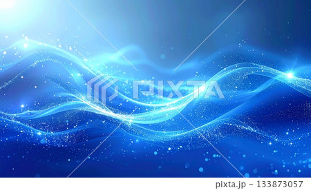 ブルー系クールなキラキラグラデーション背景 133873057