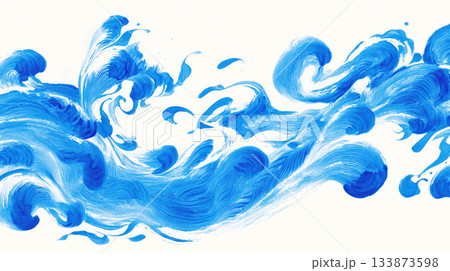 青い筆致の波のような背景イラスト 133873598