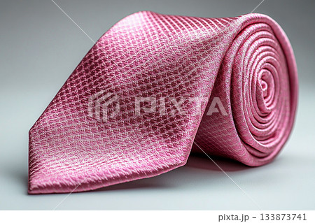 High-end materials. Luxury Silk tie light pink color in a white background. High-end materials. Luxury Silk tie light pink color in a white background. 133873741