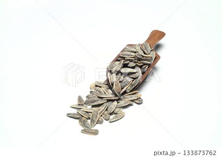 Dried Seed of Sunflower on white background. 133873762