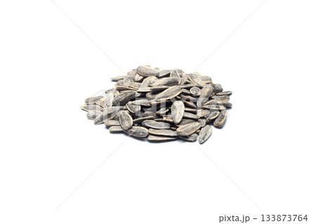 Dried Seed of Sunflower on white background. 133873764