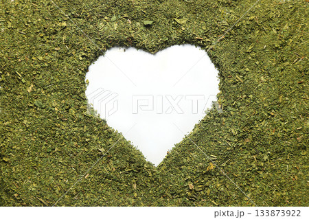 Dry Mint in heart shape isolate on white background Dry Mint in heart shape isolate on white background 133873922