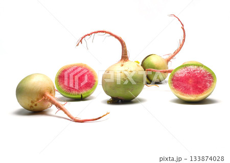 watermelon radish isolated on white background watermelon radish isolated on white background 133874028