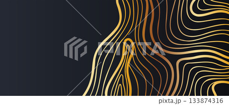 Premium Black Surface with Gold Waves and Free Area 133874316