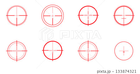 Flat red crosshair collection for digital design Flat red crosshair collection for digital design 133874321