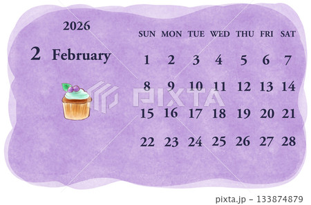 2026年2月のカレンダー 日曜日始まり 2026年2月のカレンダー 日曜日始まり 133874879