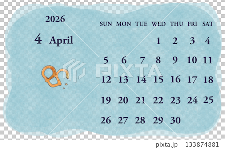 2026年4月のカレンダー　日曜日始まり 133874881