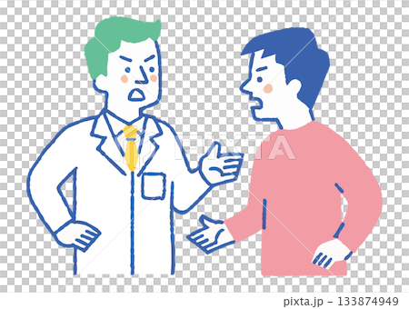 男病人與男醫生爭論(顏色) 男病人與男醫生爭論(顏色) 133874949