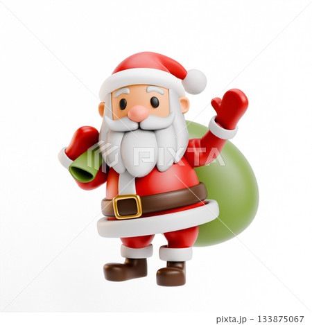 Santa Claus carries a sack of gifts 3D Santa Claus carries a sack of gifts 3D 133875067