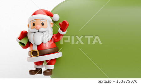 Santa holding big bag 3D 133875070