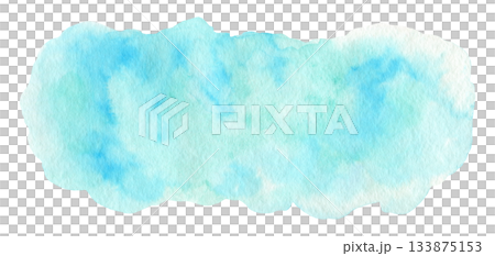 Light turquoise blue watercolour textured long fluffy cloud stain. Abstract cyan watercolor blob for water splash or cloudscape concept, nature sky background, aquarelle brush stroke texture Light turquoise blue watercolour textured long fluffy cloud stain. Abstract cyan watercolor blob for water splash or cloudscape concept, nature sky background, aquarelle brush stroke texture 133875153