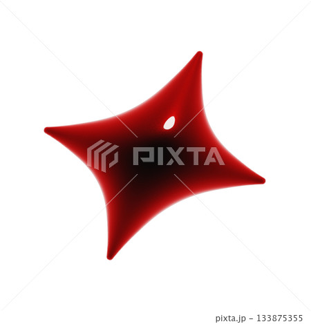 斜めのダイヤのぷっくりした光沢のある3Dアイコン。血のような赤のデコレーション素材のイラスト 133875355