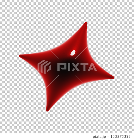 斜めのダイヤのぷっくりした光沢のある3Dアイコン。血のような赤のデコレーション素材のイラスト 133875355