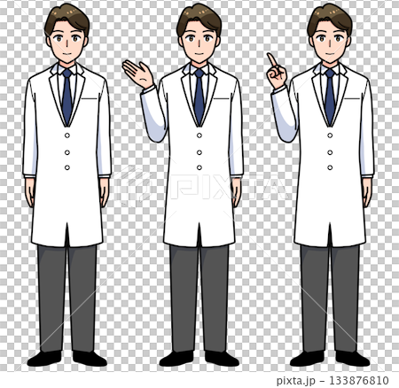 微笑男醫師姿勢套裝 133876810