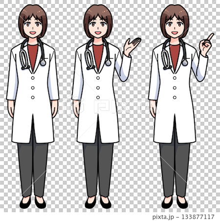 笑顔の女性医師のポーズセット 笑顔の女性医師のポーズセット 133877117