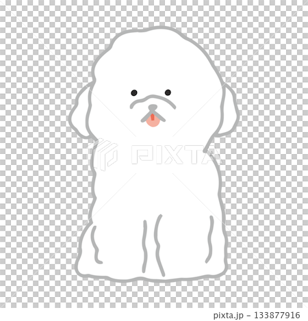 Bichon Frise - Hand-drawn, relaxed dog illustration 133877916