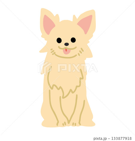 チワワ　手書き　ゆるい犬イラスト 133877918