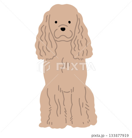 アメリカン・コッカー・スパニエル　手書き　ゆるい犬イラスト 133877919