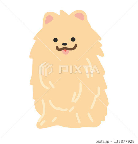 ポメラニアン　手書き　ゆるい犬イラスト 133877929