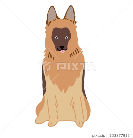 ジャーマン・シェパード・ドッグ　手書き　ゆるい犬イラスト 133877932