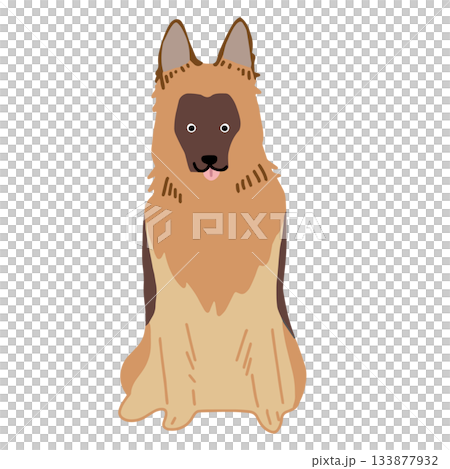 ジャーマン・シェパード・ドッグ　手書き　ゆるい犬イラスト 133877932