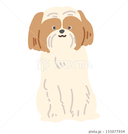 シーズー 手書き ゆるい犬イラスト シーズー 手書き ゆるい犬イラスト 133877934