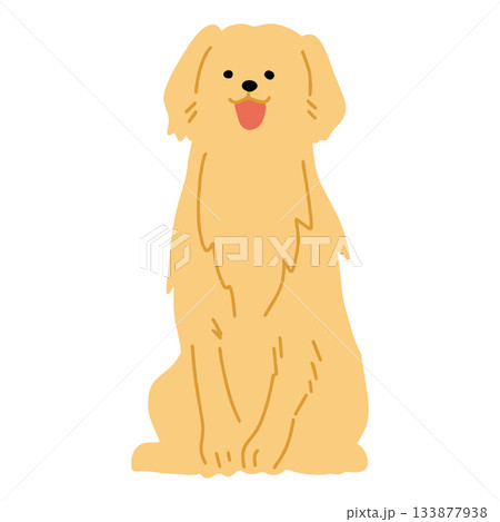 ゴールデン・レトリバー 手書き ゆるい犬イラスト ゴールデン・レトリバー 手書き ゆるい犬イラスト 133877938