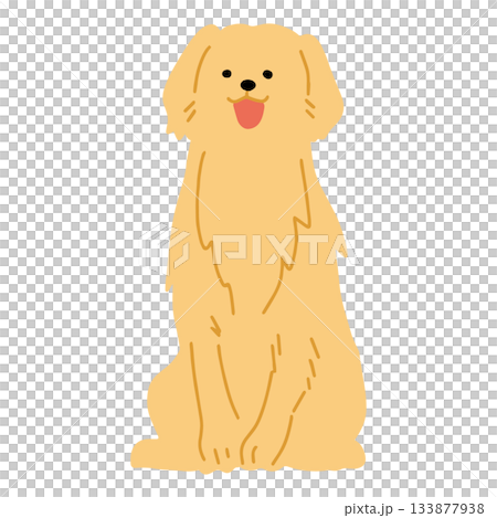 ゴールデン・レトリバー 手書き ゆるい犬イラスト ゴールデン・レトリバー 手書き ゆるい犬イラスト 133877938