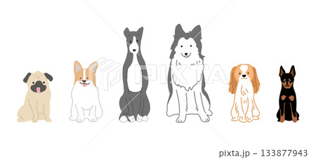 手書き ゆるい犬イラストセット1 手書き ゆるい犬イラストセット1 133877943