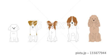 手書き ゆるい犬イラスト5 手書き ゆるい犬イラスト5 133877944