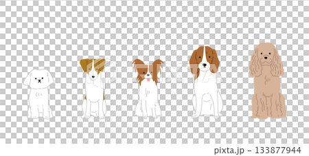 手書き ゆるい犬イラスト5 手書き ゆるい犬イラスト5 133877944